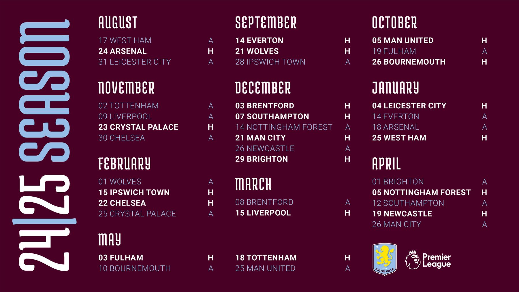 Fixture Release Day 2024/25 - full schedule