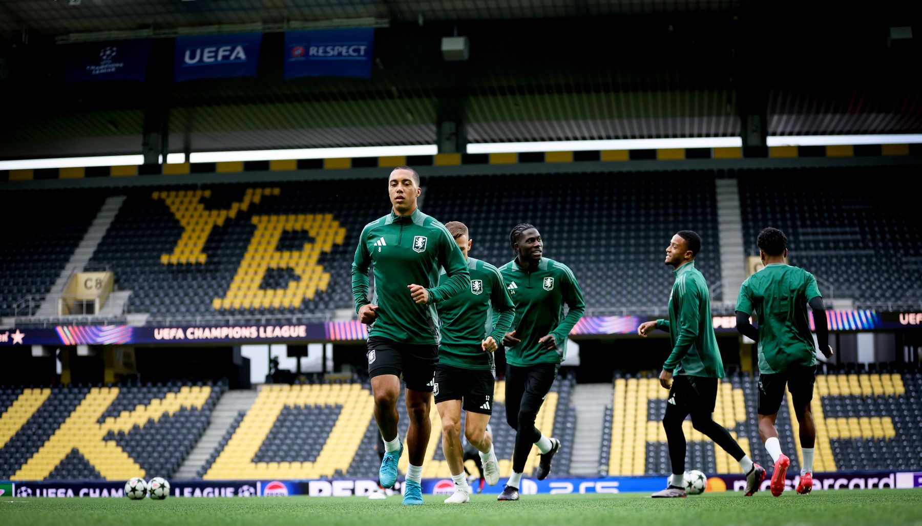 Aston Villa training ahead of BSC Young Boys